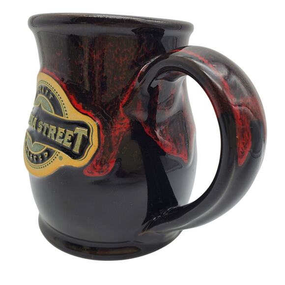 Verena Street Coffee Mug 14oz Deneen Pottery Black Brown Red Drip Glaze Cup 2021 - Picture 3 of 10